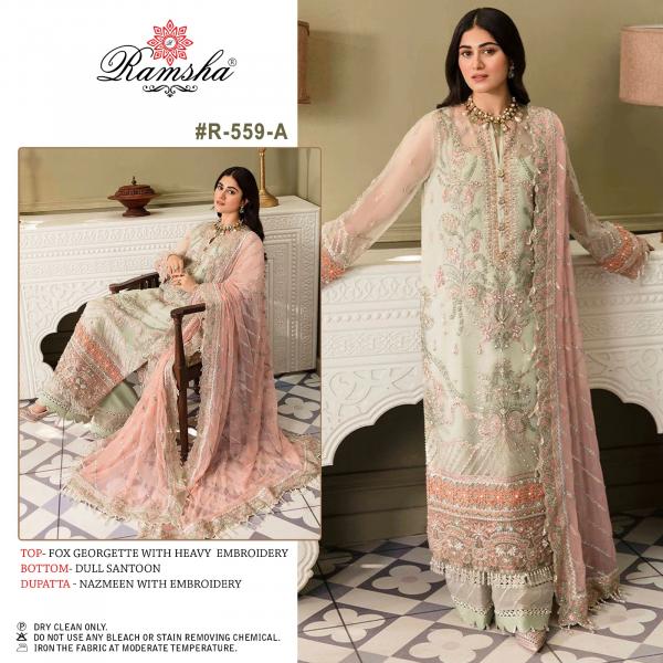 Ramsha R 559 A To D Georgette Designer Pakistani Suit Collection